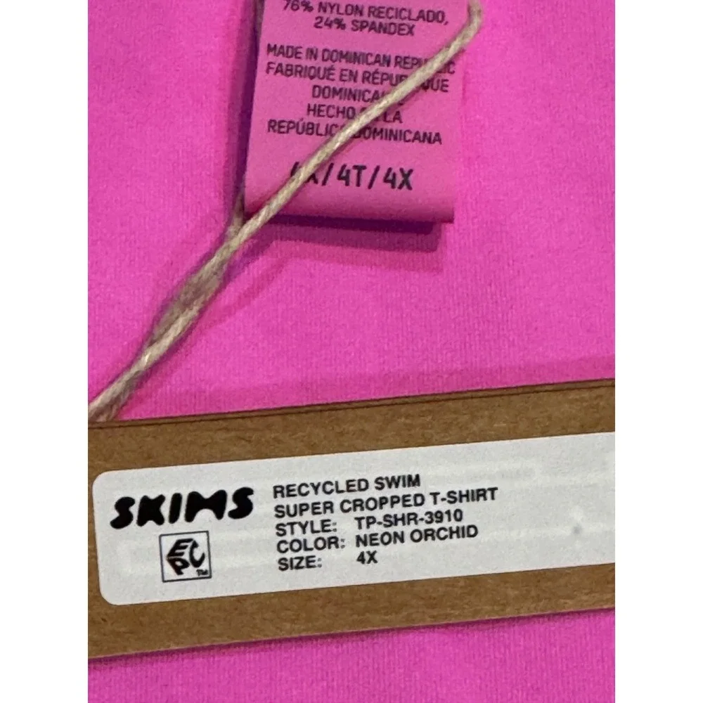 SKIMS Recycled Swim Super Cropped T-Shirt Neon Orchid Pink 4X TP-SHR-3910